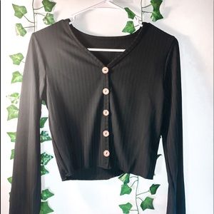 black, longsleeve, button down shirt